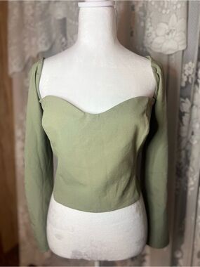 Abercrombie & Fitch Olive Green Sweetheart Long Sleeve Top XL